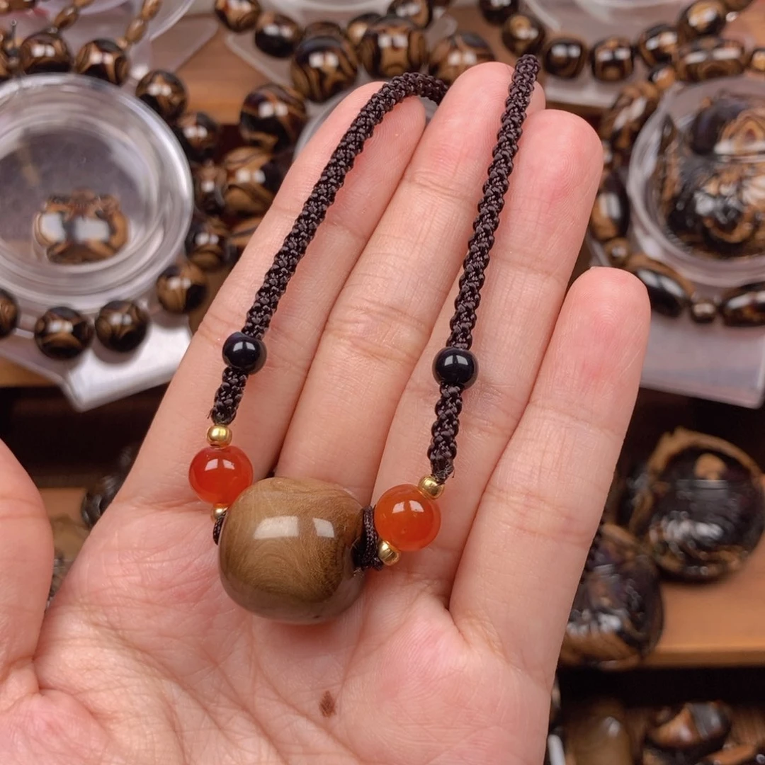 香榧木天然海柳单珠锁骨链