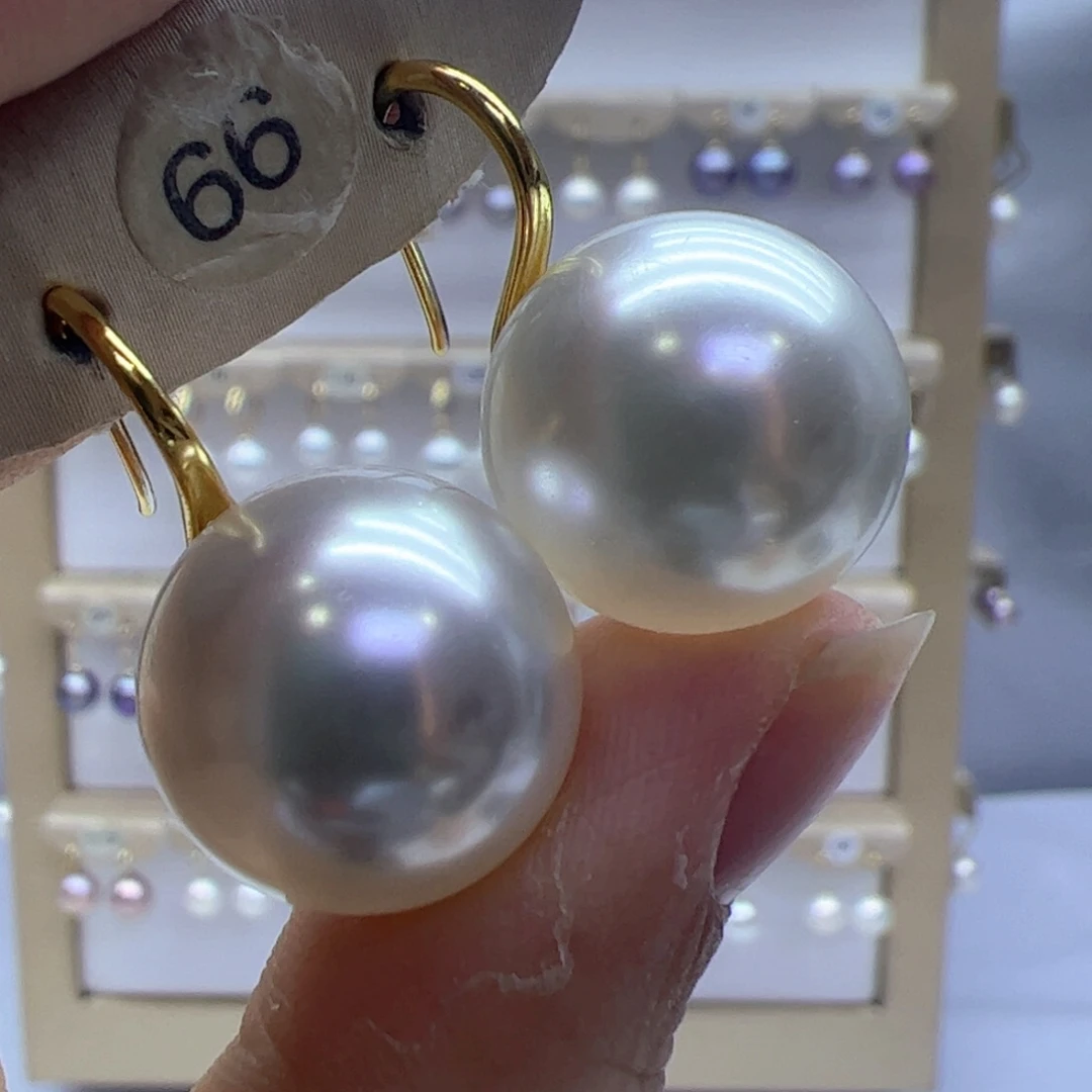 18K金镶嵌淡水珍珠耳饰