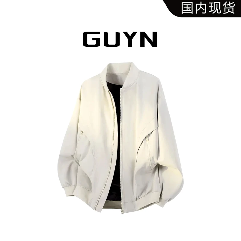 【品牌现货】GUYN潮牌棒球领夹克春秋防水上衣男宽松休闲薄款外套男