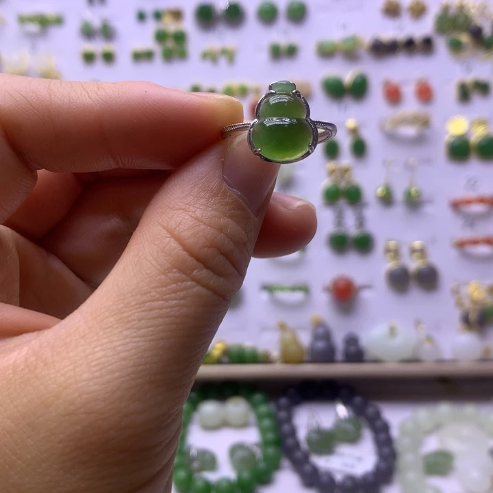 和田玉银S925镶嵌戒指