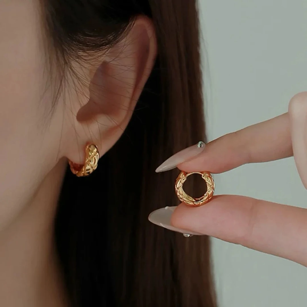 XUYING/许颖 铜合金耳饰 014菱纹复古个性百搭气质耳环冷淡风