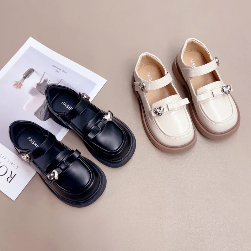 之音8608女童小皮鞋童鞋2025春秋季儿童乐福鞋黑色表演公主单鞋