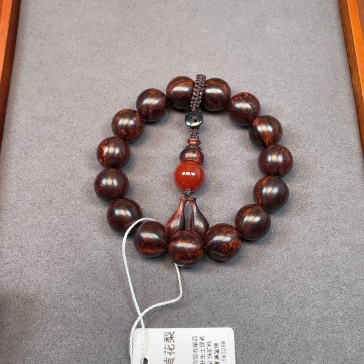 黄花梨/降香黄檀手串/手链龍***運海南黄花梨紫油梨留疤