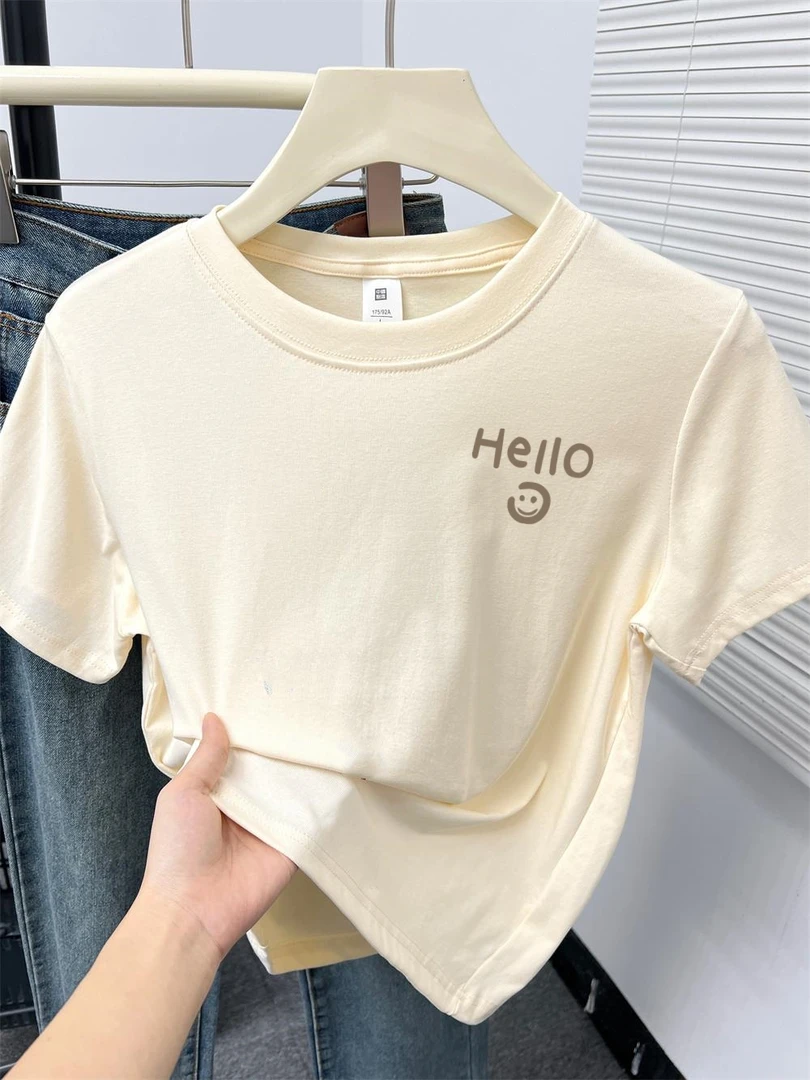 纯棉白色短袖T恤女装夏季2025新款宽松甜美体恤百搭上衣