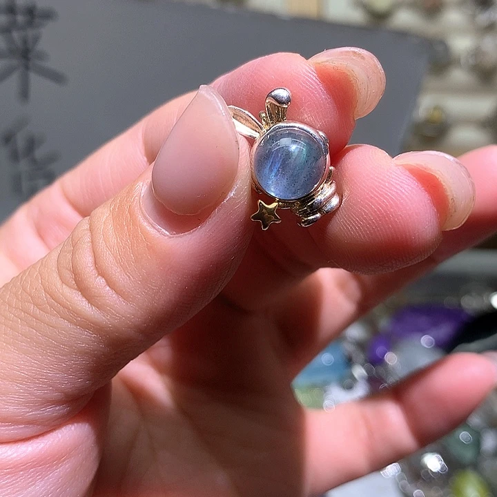 水晶戒指吊坠银S925镶嵌水晶