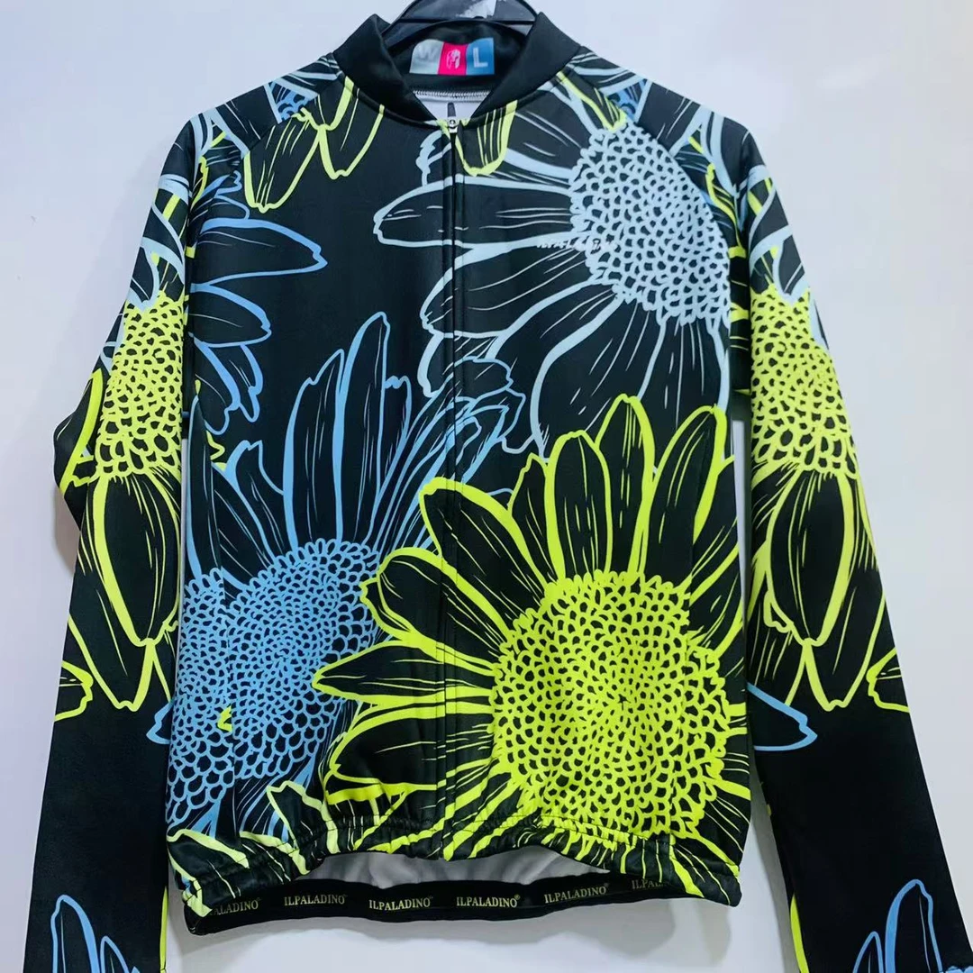 SQ 525【黑黄花抓绒长袖女士】ILPALADINO骑行服长袖春秋冬