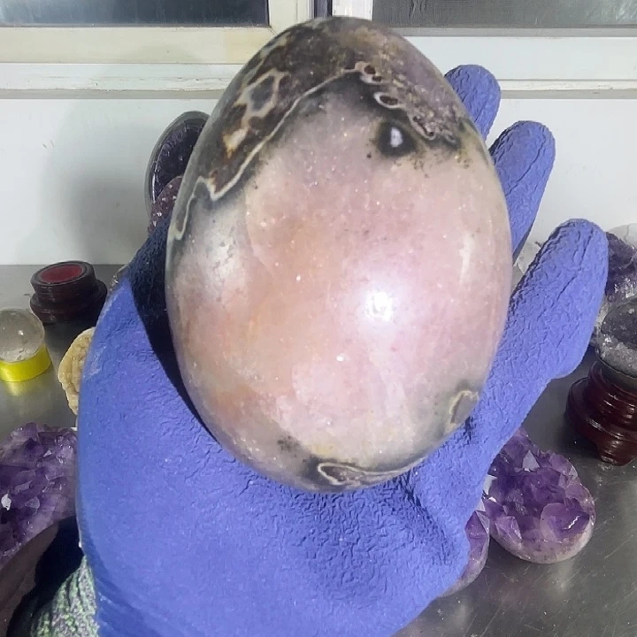 未镶嵌大型摆件（非配饰）紫晶4季幽灵龙蛋带洞