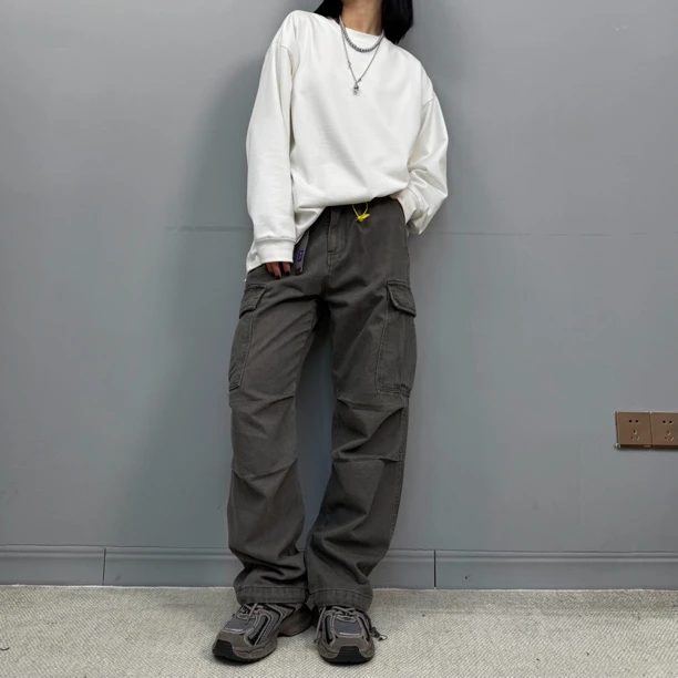 【本说】2024秋冬紫标加绒复古情侣同款宽松重磅水洗户外工装裤男潮