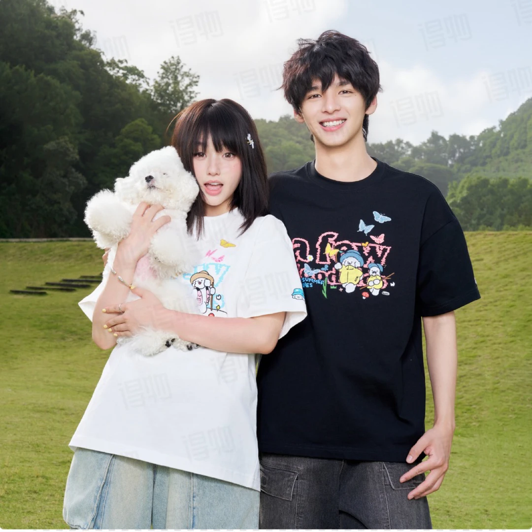 AFGK x  Tombonia 蜡笔涂鸦蝴蝶小狗短袖T恤 男女同款