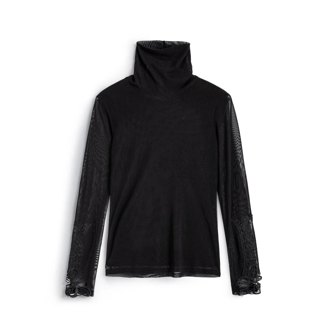 【镂空绣片】打底衫长袖 半高领 修身