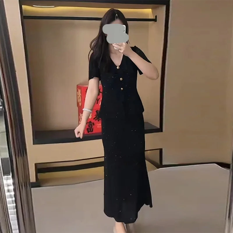 时尚显瘦气质一整套法式遮肚今年夏装两件大码上衣半身裙胖mm女装