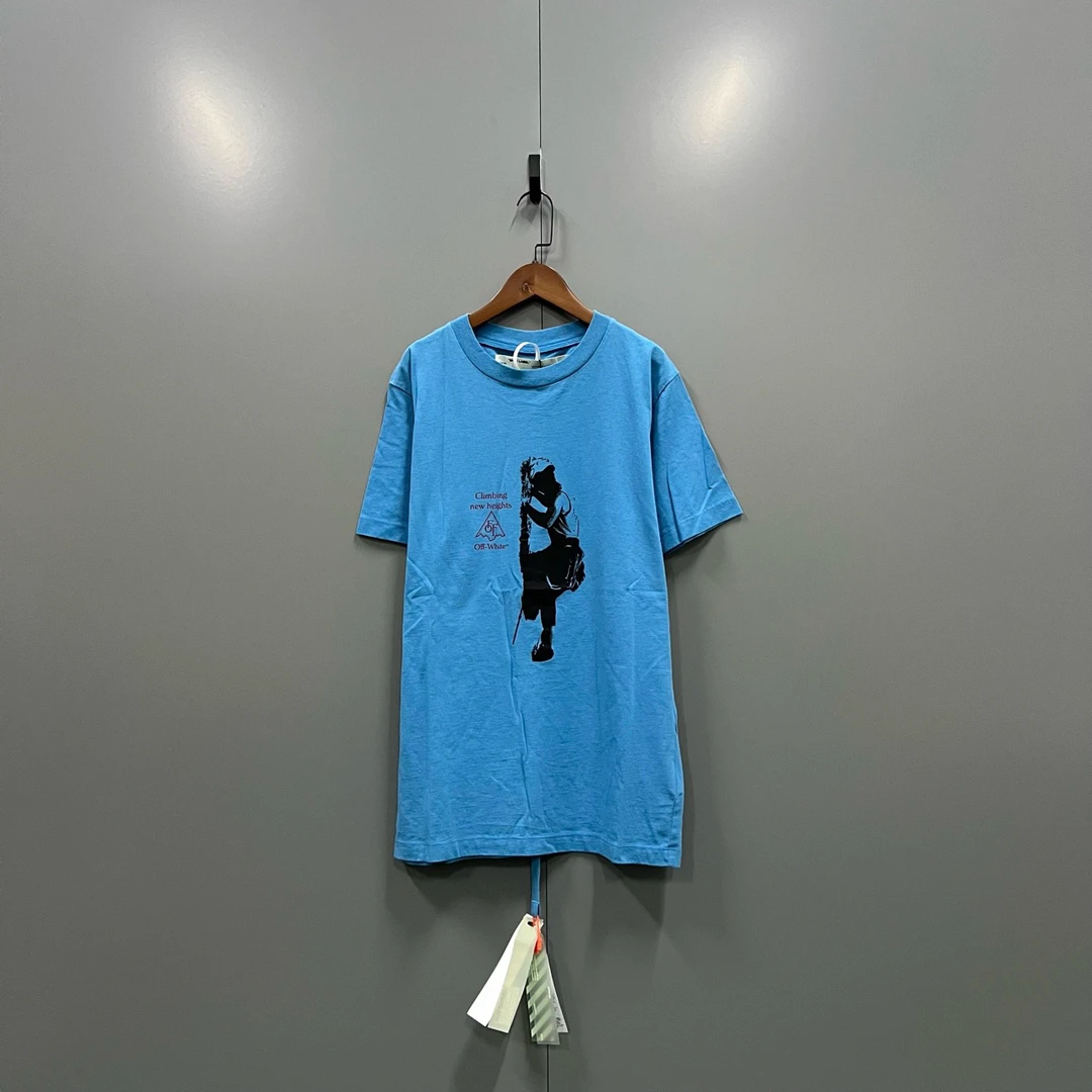 95新 OFF-WHITE （cc1）蓝色人物涂鸦印花短袖 S码/005945