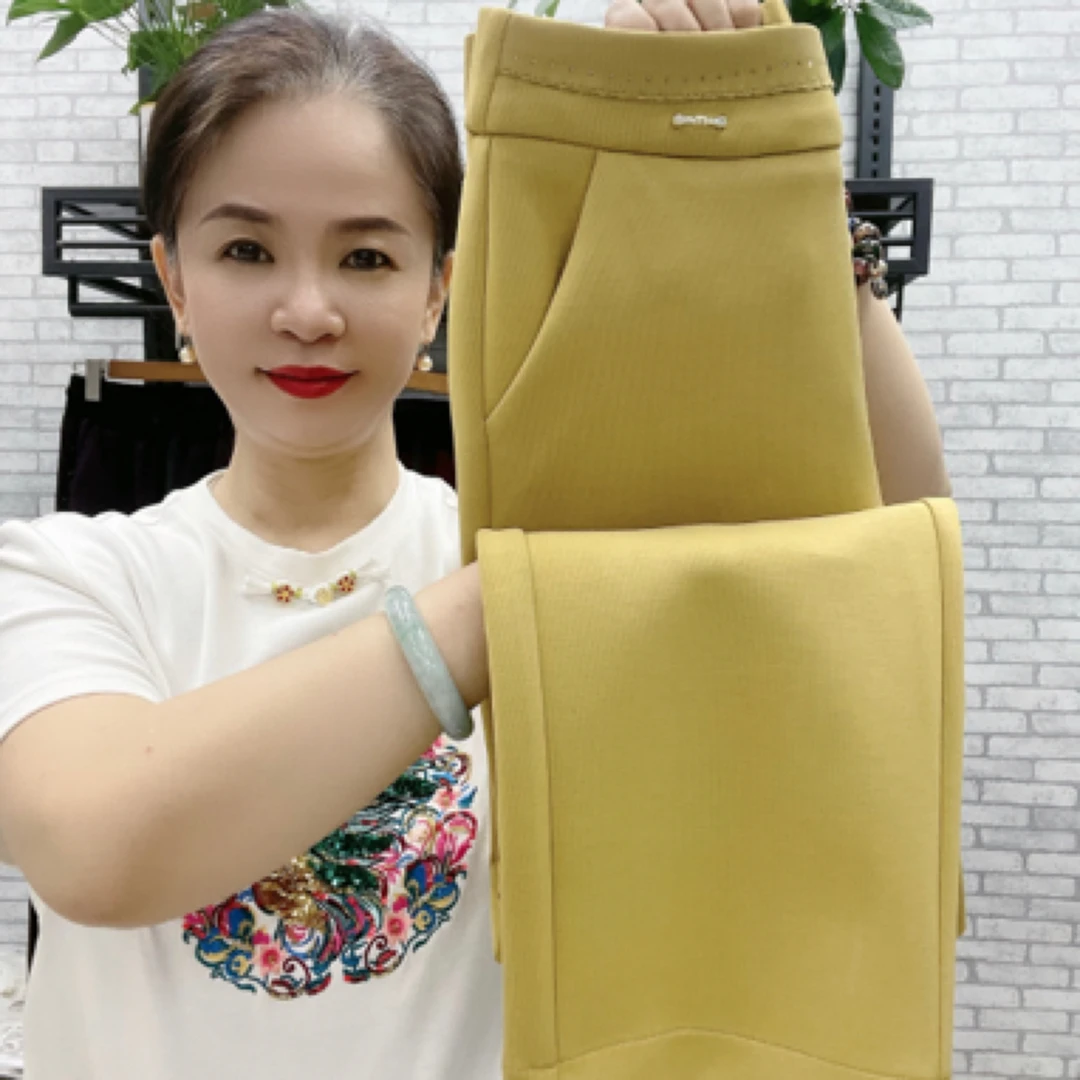 春季新款空气棉美人条直筒裤7578