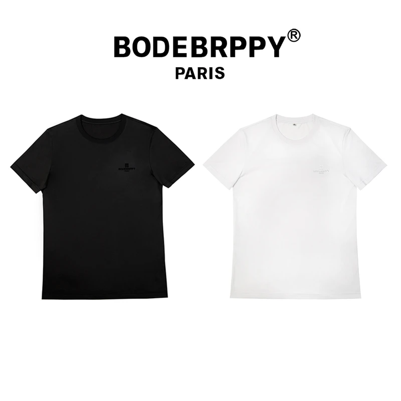 BODEBRPPY春夏舒爽双丝光蚕丝短袖圆领T恤特惠组合BD56677-黑白T