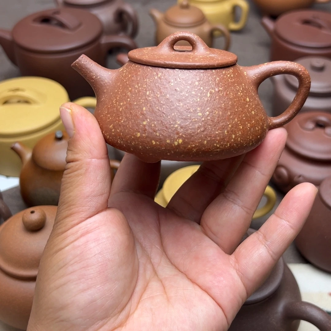 茶壶紫砂红降坡半手工130cc左右瑕疵不挑