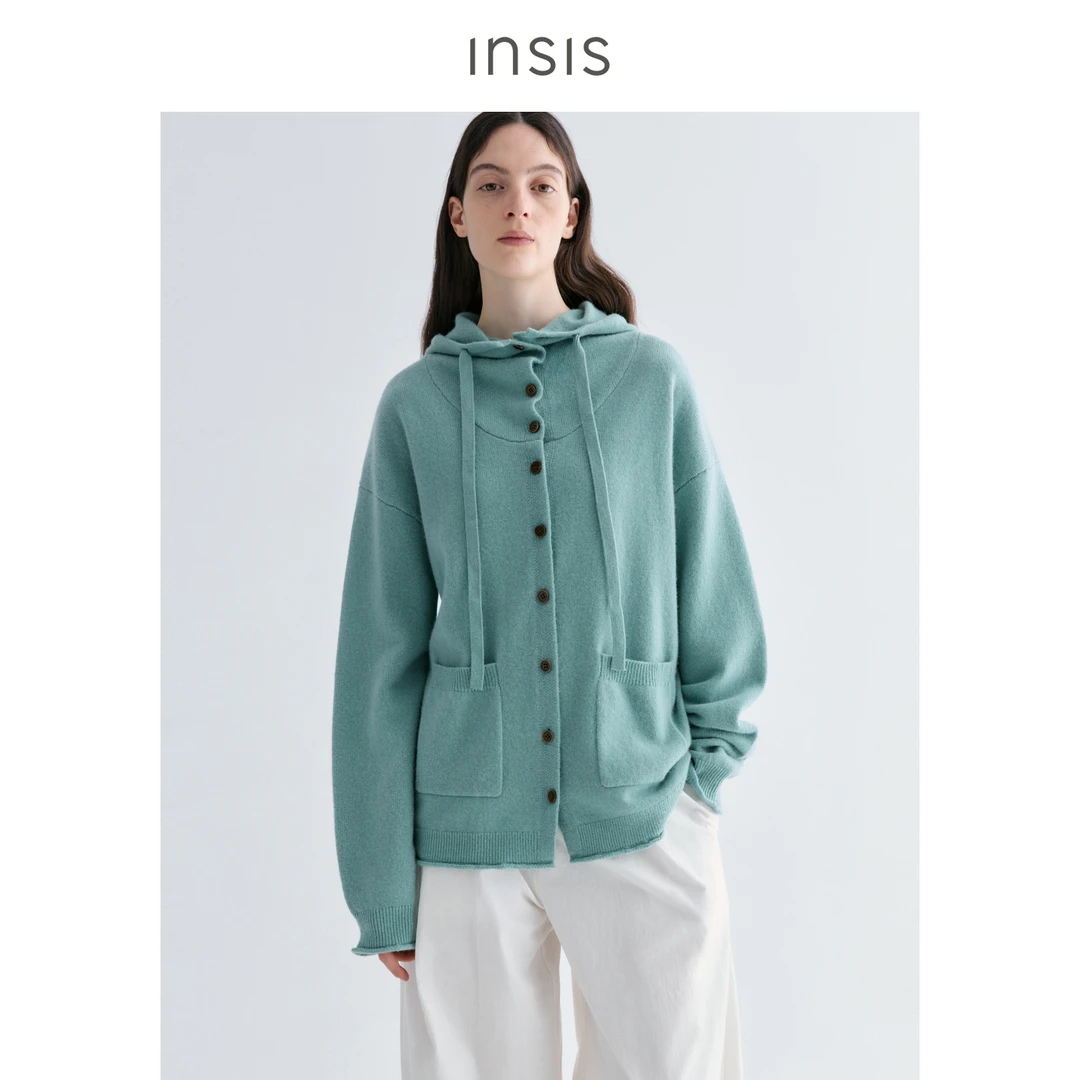 INSISFEMME连帽堆堆领针织外套FN25313509