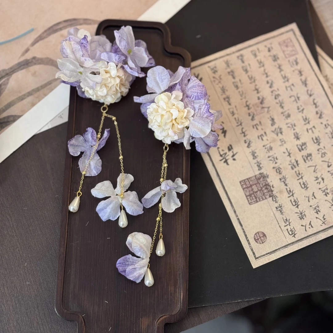 淡紫【芳菲】绢花•古风汉服配饰