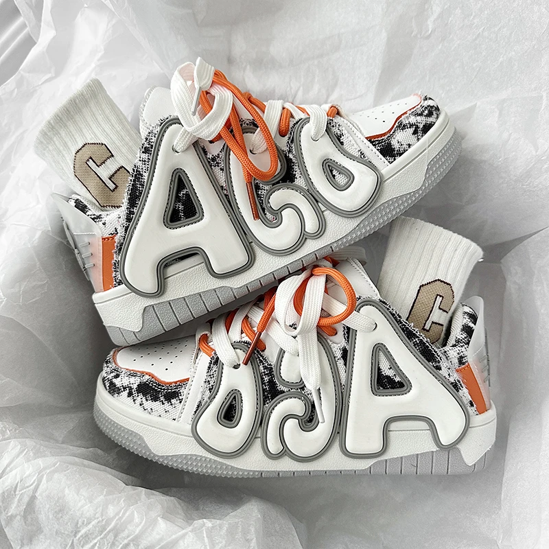 2025夏季新品chic字母撞色面包鞋男鞋百搭嘻哈风运动鞋轻便滑板鞋