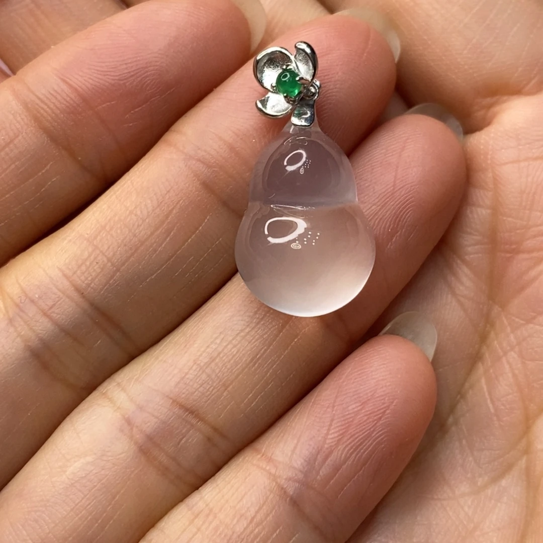 石英质玉银S925镶嵌吊坠