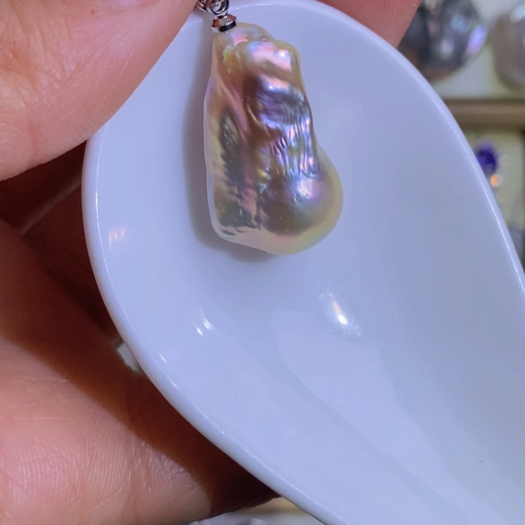 银S925镶嵌天然淡水珍珠淡水珍珠