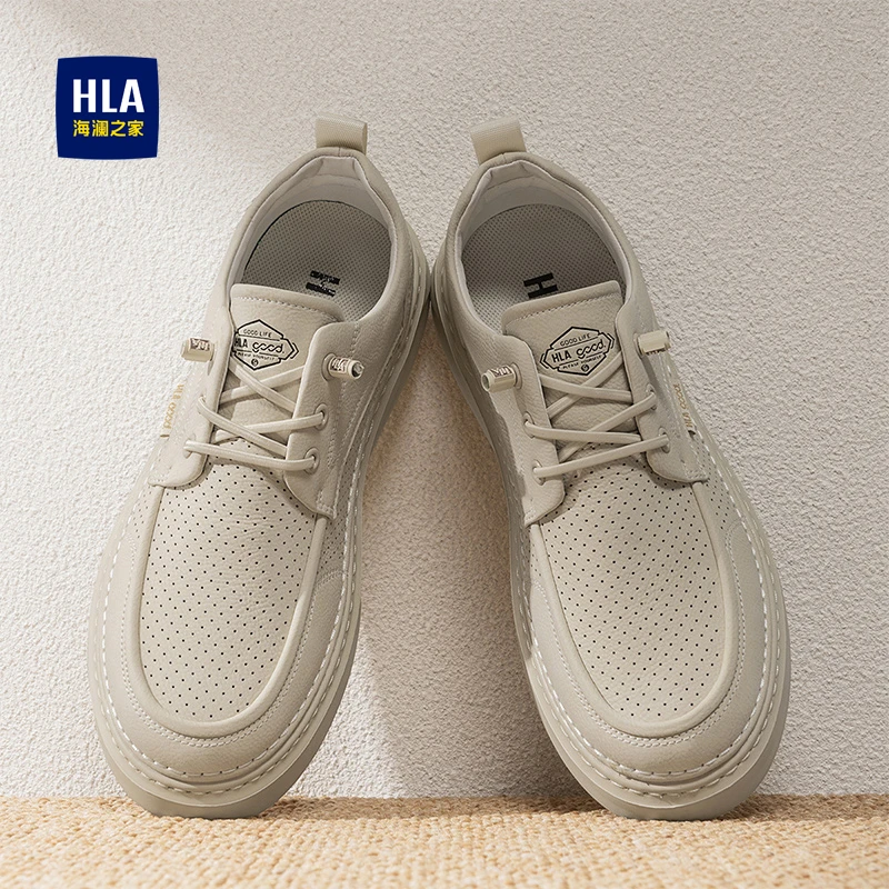 海澜之家男鞋2025秋季休闲皮鞋一脚蹬男士专用开车鞋时尚增高鞋男