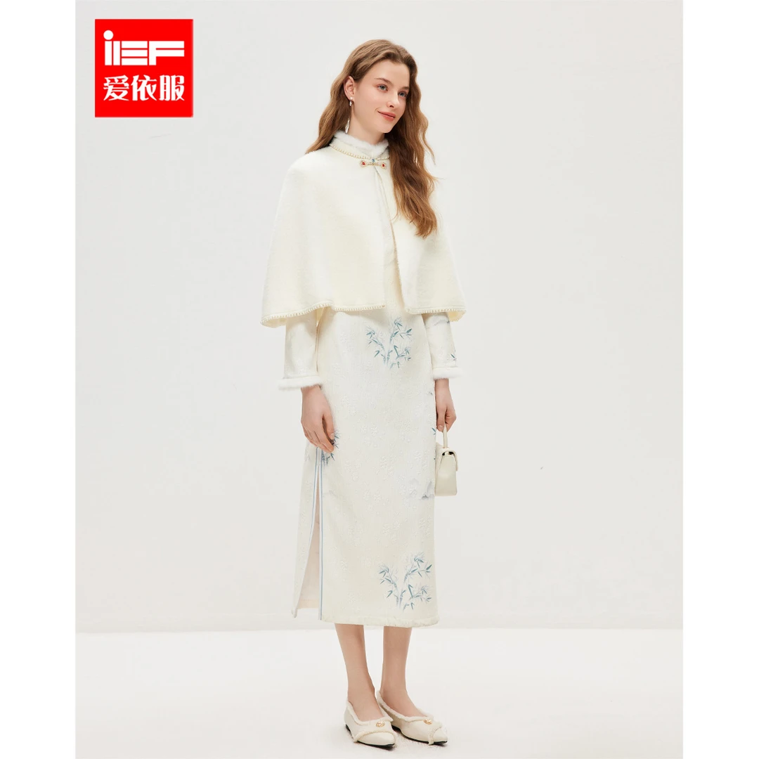 IEF/爱依服时尚套装2025冬春新款新中式成熟优雅气质加绒里外套裙