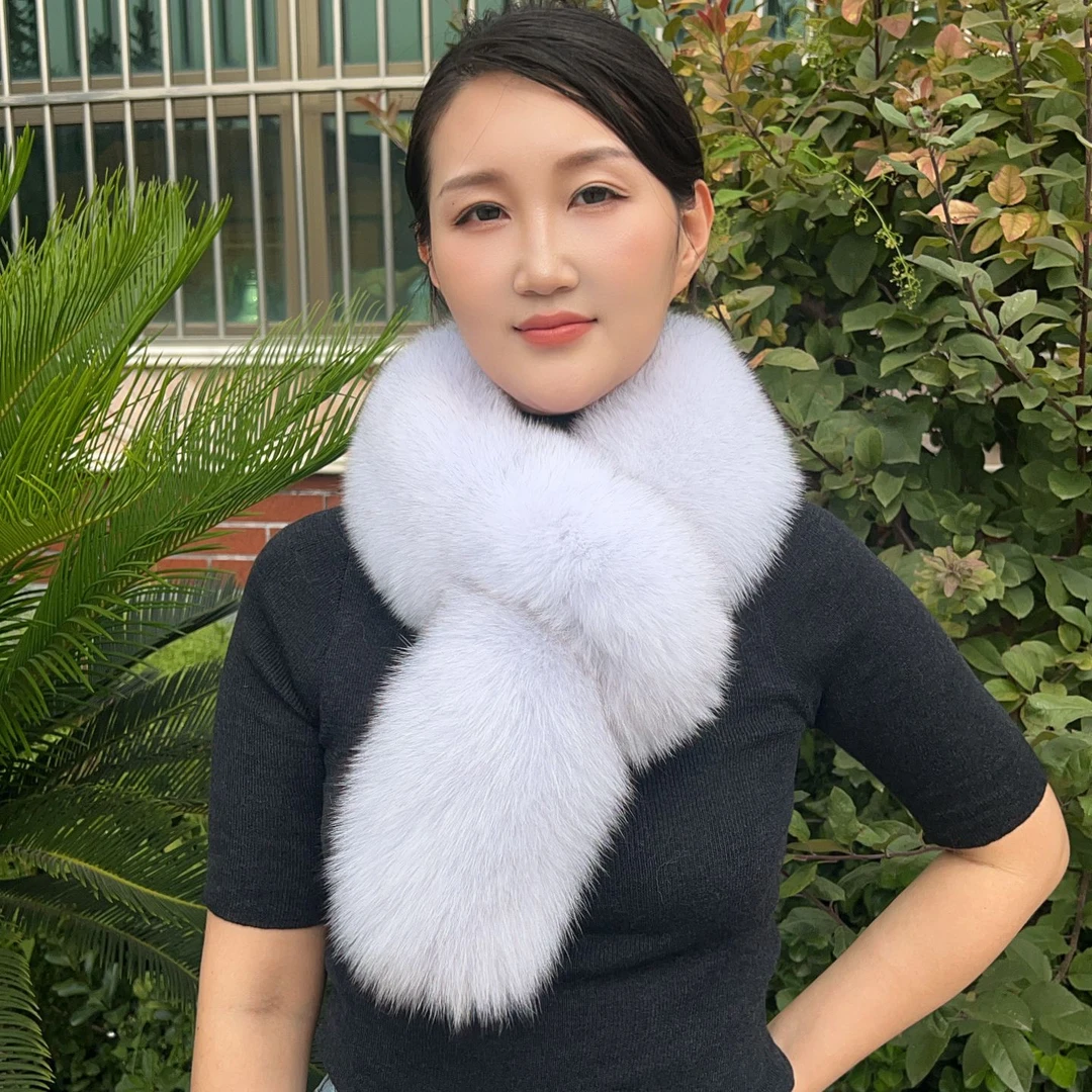 气质双面整皮狐狸毛皮草围巾女国风加厚保暖毛毛冬季围脖毛领百搭