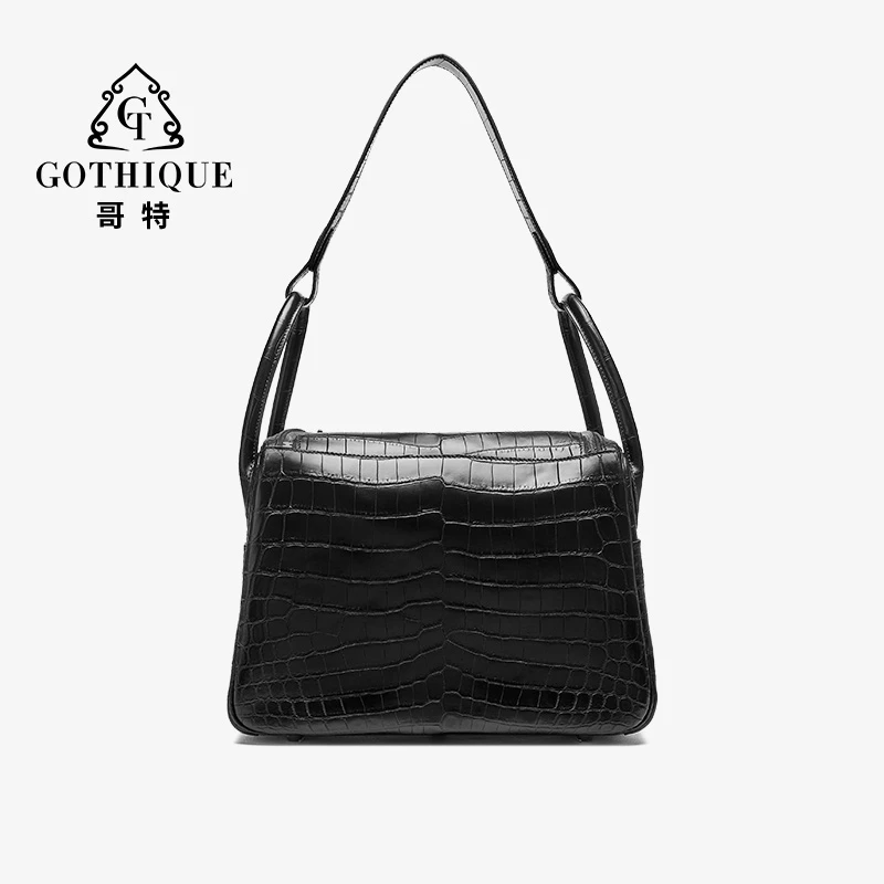 GT高定2025马家新款纯手工尼罗鳄鱼皮时尚百搭林迪女士单肩包