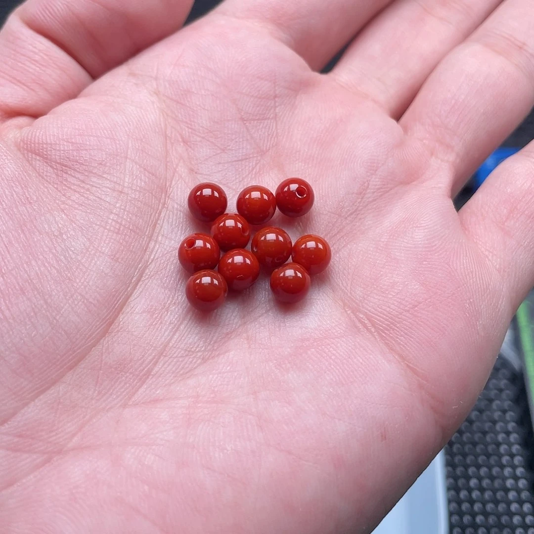 南红玛瑙6mm柿子红圆珠一组10颗未镶嵌