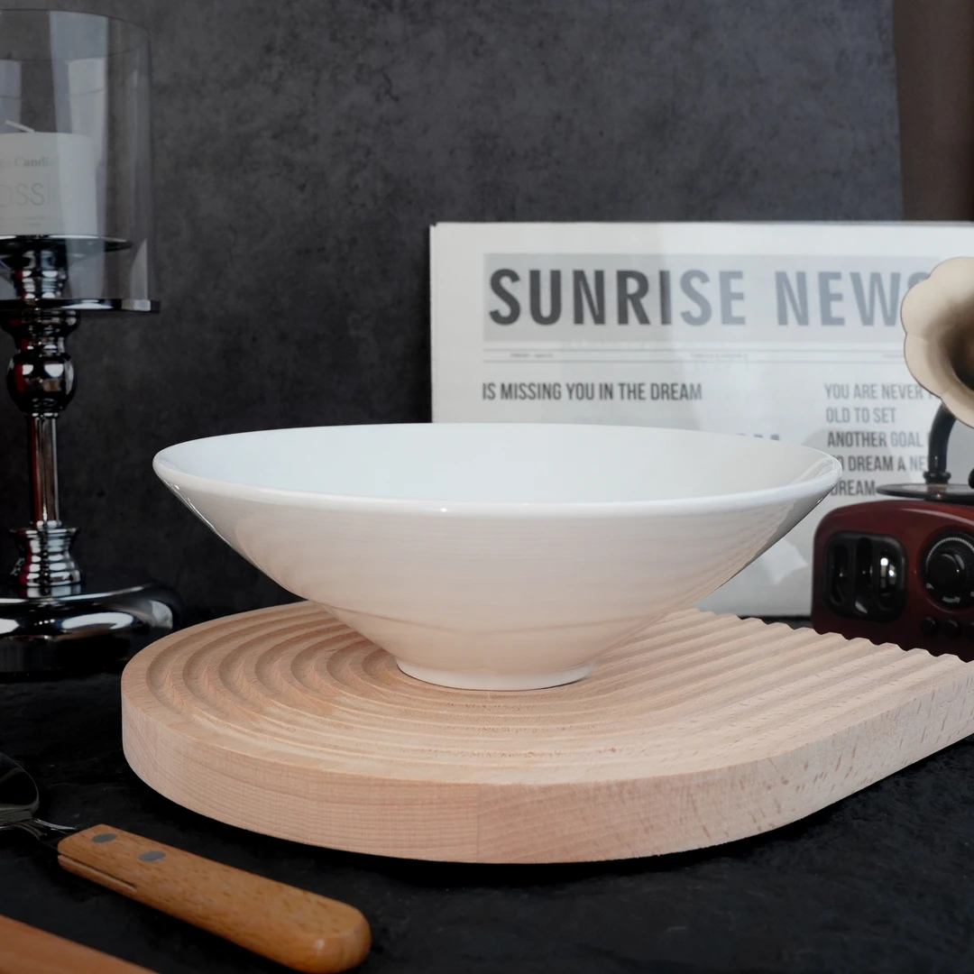 8寸【丝悦斗碗】景德镇高温高白泥 家用陶瓷高颜值碗盘餐具漂亮浮雕