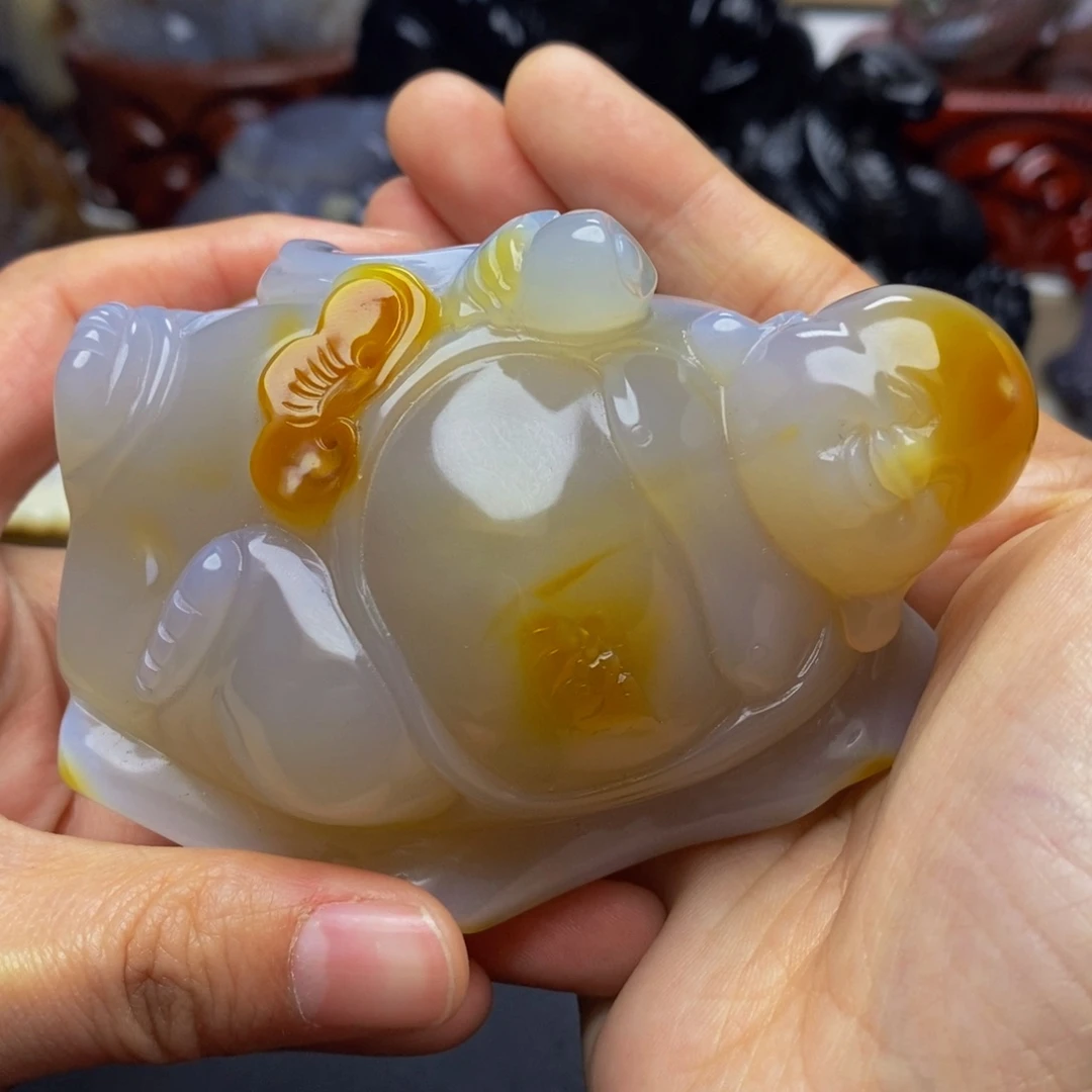 玛瑙/玉髓手把件未镶嵌龙*