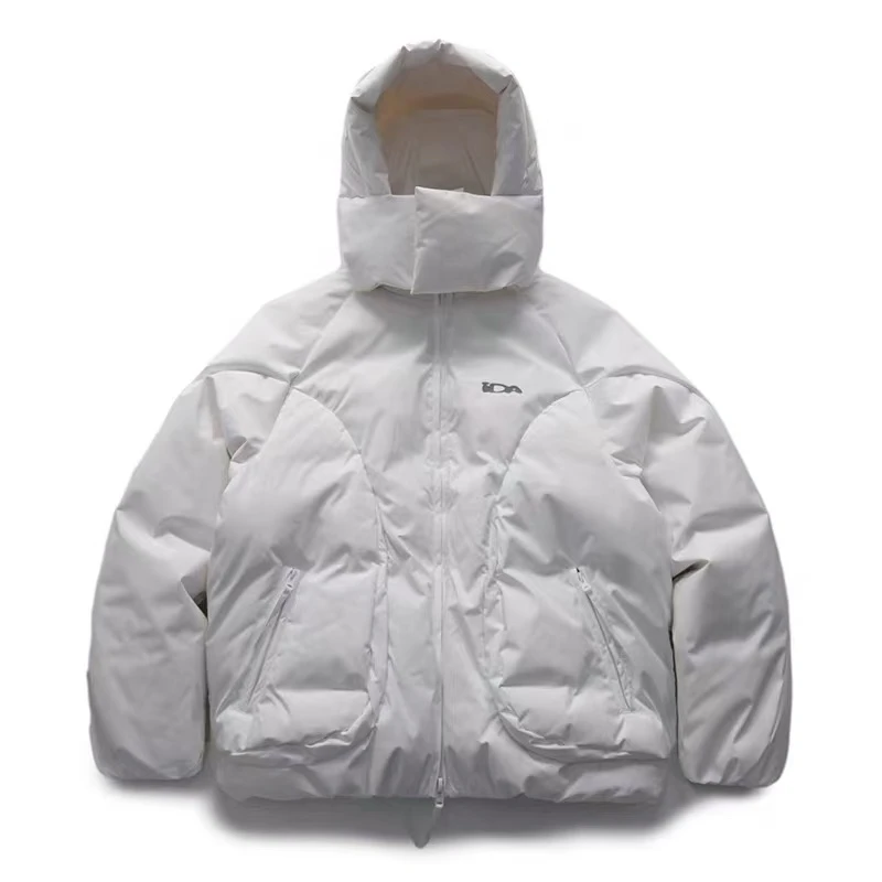 冬季情侣加厚纯色户外保暖帽子可拆卸宽松百搭羽绒服外套