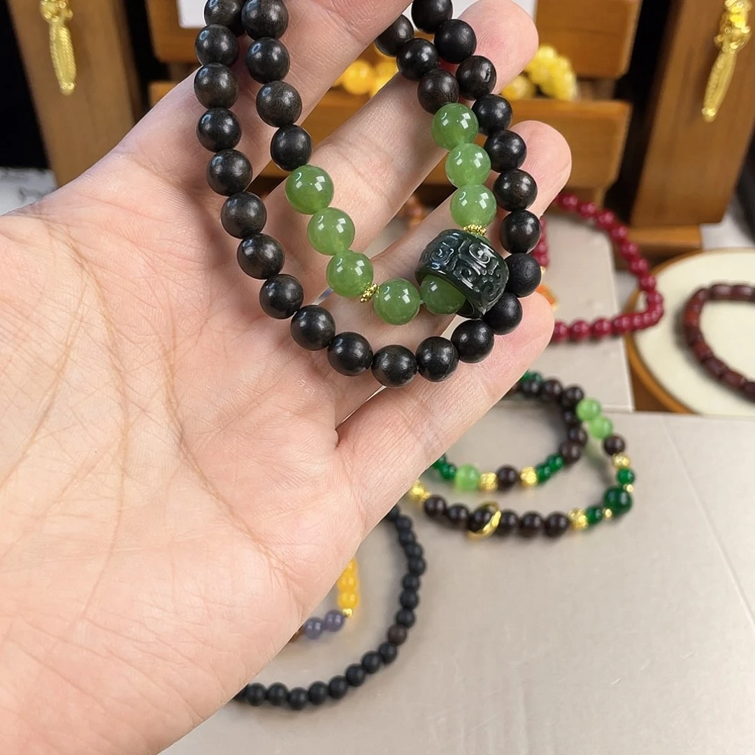 和田玉手饰银S925镀金镶嵌