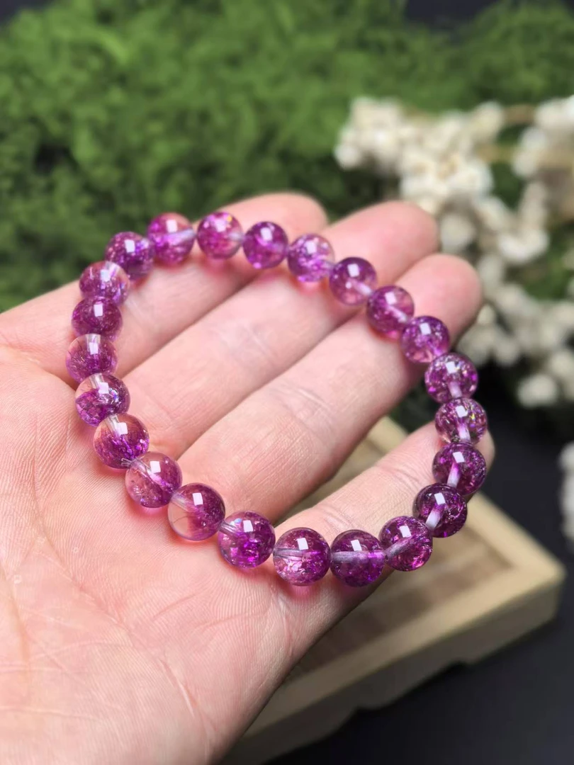 LS-9182紫超发水晶单圈卡8手串（拍一发一多样性发货）