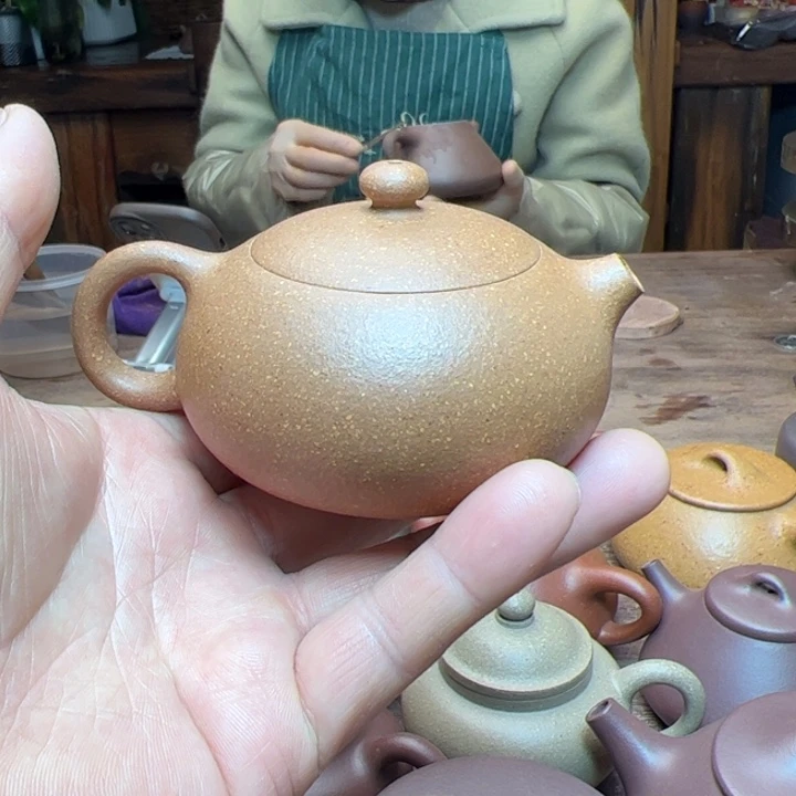 段泥茶壶老段泥半手精工制作扁西施150c c
