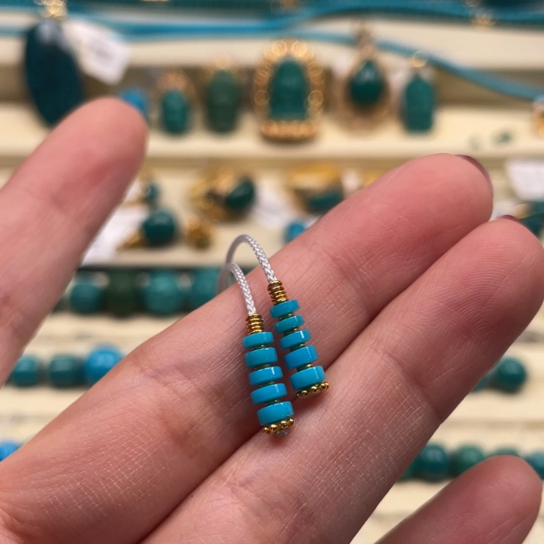 18K金镶嵌绿松石珠宝奇石弟子珠