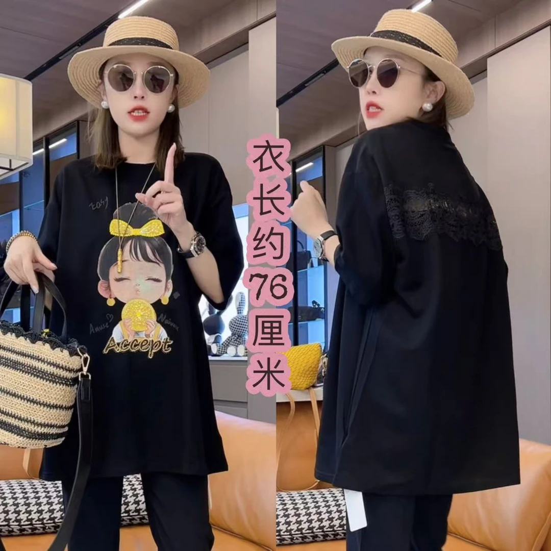 <小勋优选>25830亮片蝴蝶结女孩圆领短袖T恤（预售）