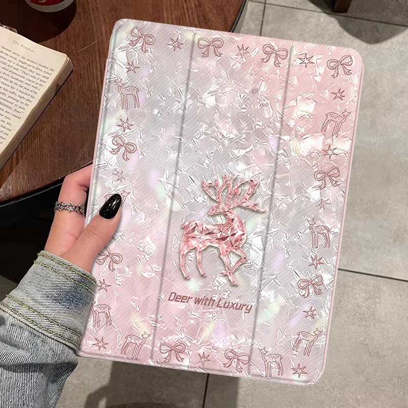 贝纹小鹿ipad air6平板壳带笔槽ipad pro2024新款mini6保护套高端