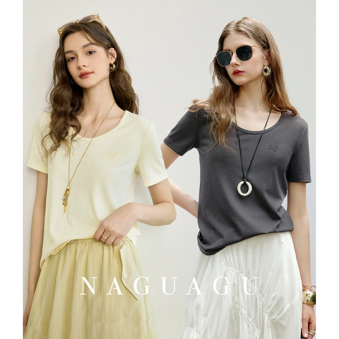 【N+原创字母T】爽滑醋纤女装T恤FY1TX1244-A