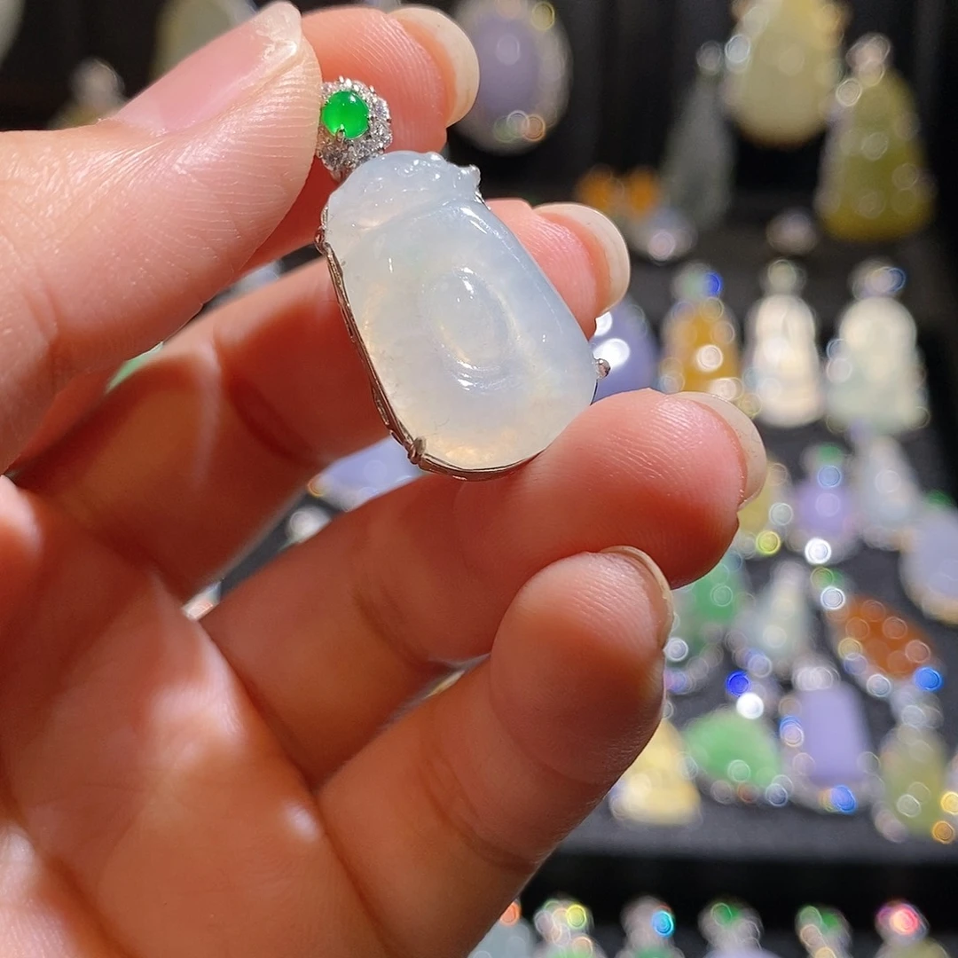 颈饰银S925镶嵌翡翠天然翡翠