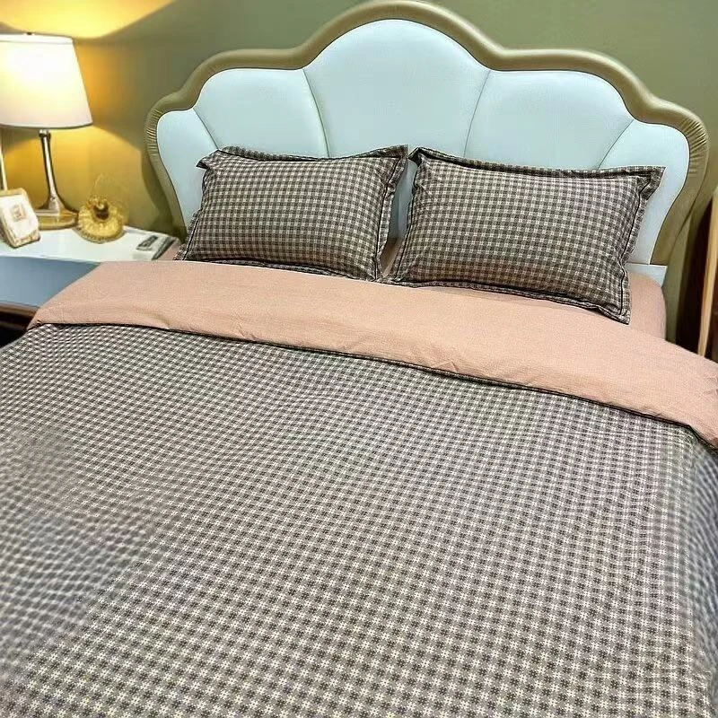 [井字格-四件套] 标准尺码 简约高支高密超柔精梳棉柔软亲肤保暖