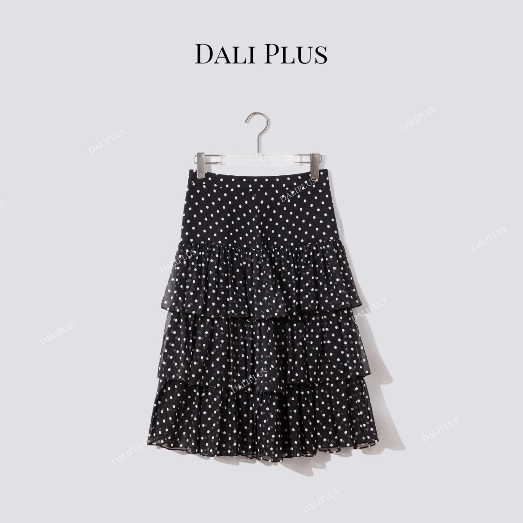 DALI PLUS“重磅真丝波点裙”高克重桑蚕丝蛋糕裙半裙-D5CH4295