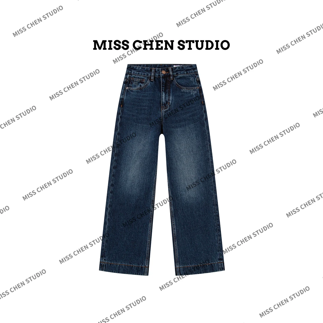 2025秋冬厚款线下同款-重磅水洗深蝶蓝牛仔裤女装5555