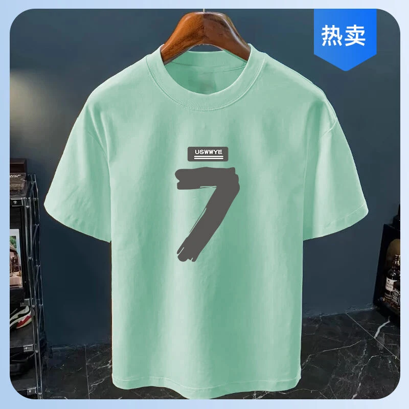 ~外贸美式痞帅ins潮流短袖t恤男个性印花半袖百搭休闲圆领上衣