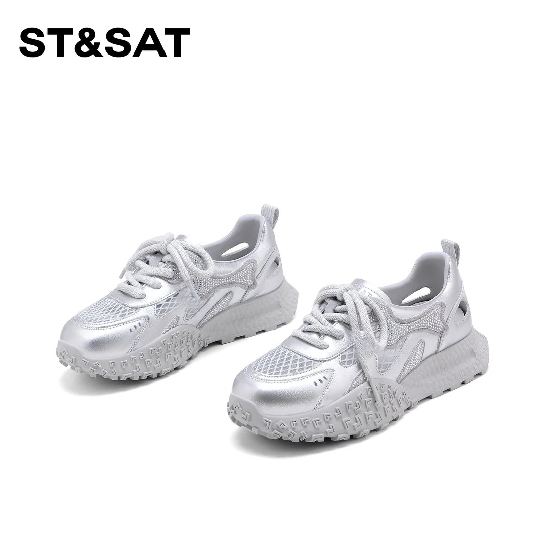 St&Sat/星期六潮流百搭休闲鞋2025新款网面透气舒适气质阿甘鞋女