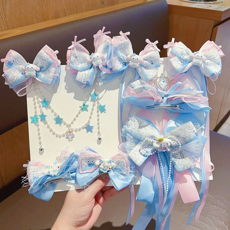 卡通玉桂狗儿童发饰女童蝴蝶结飘带发夹小女孩可爱头饰发卡额头