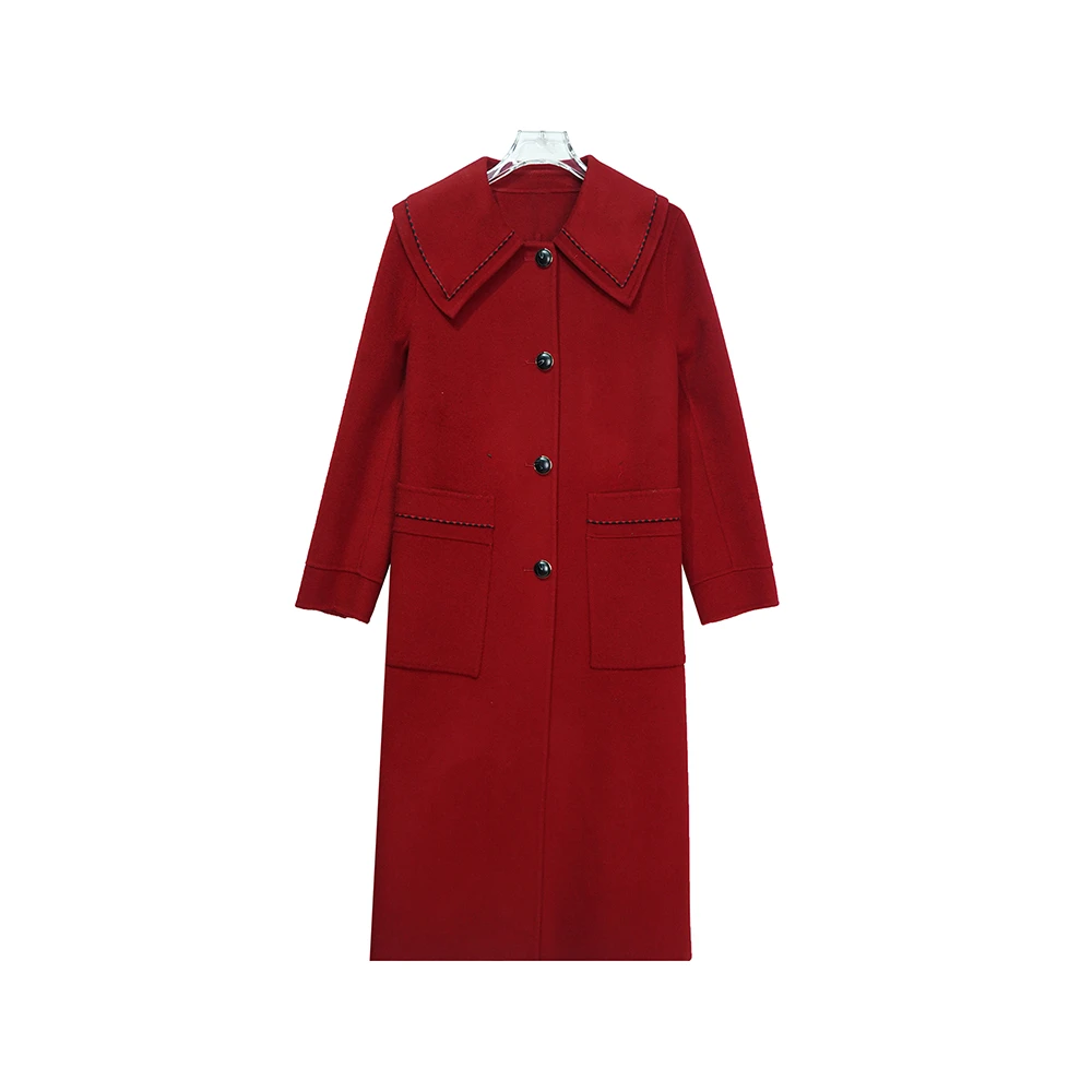 A20288【新款】时尚休闲气质经典韩版娃娃领减龄设计感大口袋大衣