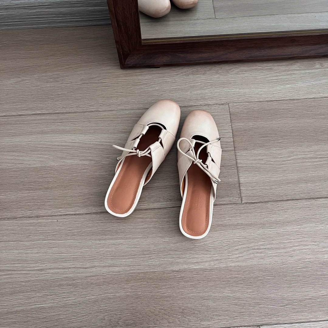 南十二巷·头层牛皮拖鞋女鞋外穿夏季方头粗跟百搭鞋子凉鞋女夏