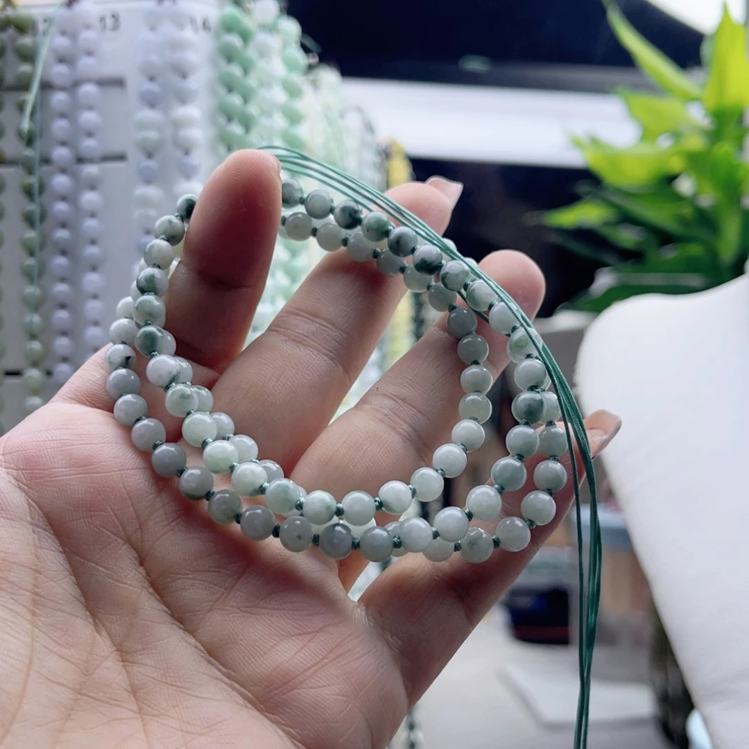 A***春翡翠未镶嵌颈饰珠链