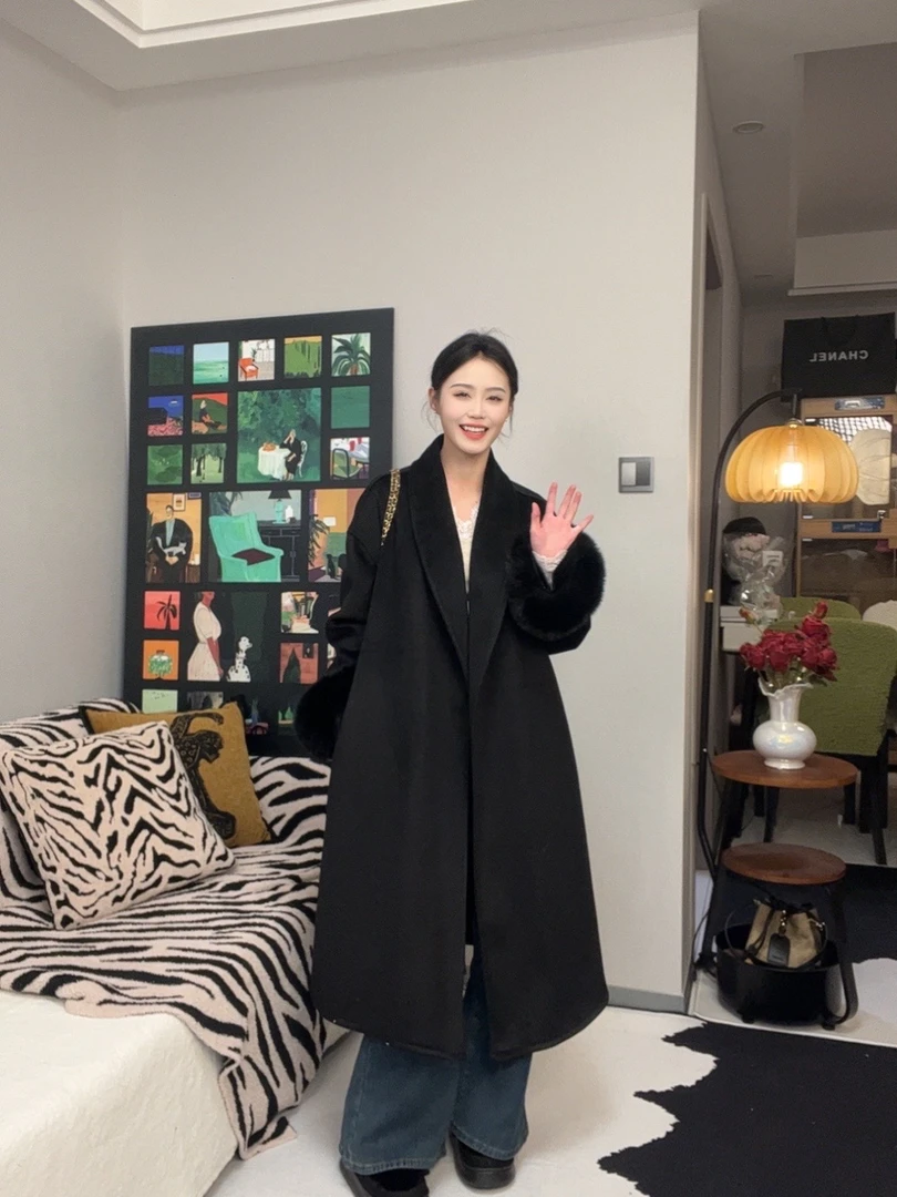 【素年锦时】❁WanWan❁自带贵气感 秋冬加绒加厚百搭双面羊毛大衣